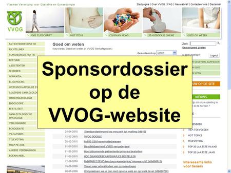 Sponsordossier op de VVOG-website. Deze demo toont Een intro over het aantal bezoekers op onze website en verder 1 Hoe uw bedrijf opgenomen kan worden.