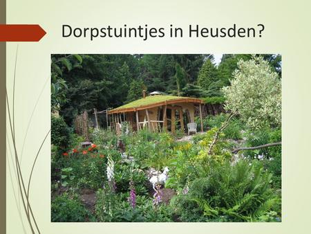 Dorpstuintjes in Heusden?. Wat?  Volkstuin = Samentuin = Dorpstuin  Een ruimte waar burgers op 1 locatie een groentetuin op een ecologische wijze bewerken.