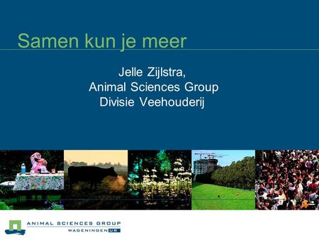 Samen kun je meer Jelle Zijlstra, Animal Sciences Group Divisie Veehouderij.