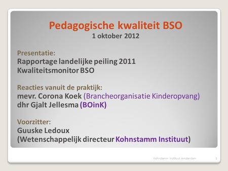 Pedagogische kwaliteit BSO