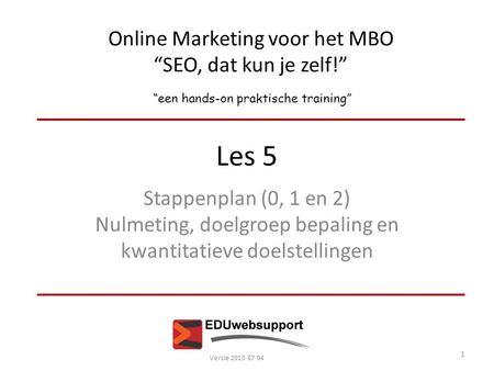 Online Marketing voor het MBO “SEO, dat kun je zelf!”