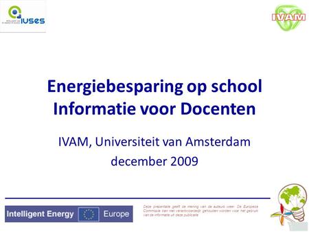 Energiebesparing op school Informatie voor Docenten