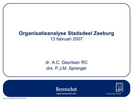 Organisatieanalyse Stadsdeel Zeeburg