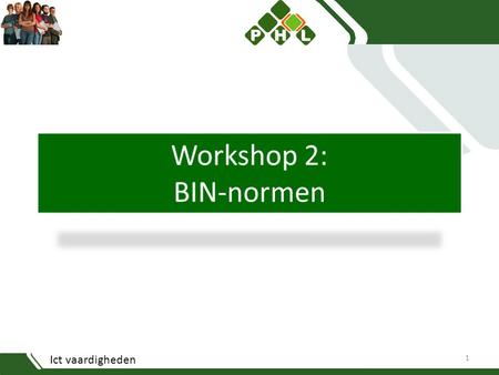Workshop 2: BIN-normen Ict vaardigheden.