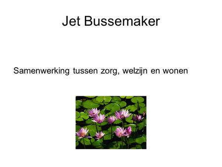 Jet Bussemaker Samenwerking tussen zorg, welzijn en wonen.