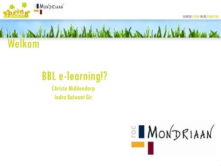 Welkom BBL e-learning!? Christa Middendorp Indra Balwant Gir.
