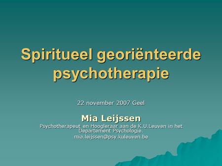 Spiritueel georiënteerde psychotherapie