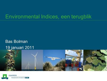 Environmental Indices, een terugblik Bas Bolman 19 januari 2011.