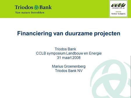 Financiering van duurzame projecten