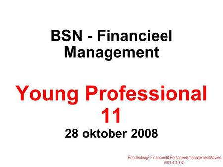 BSN - Financieel Management Young Professional oktober 2008