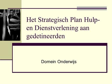 Het Strategisch Plan Hulp- en Dienstverlening aan gedetineerden Domein Onderwijs.