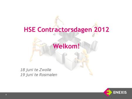 1 1 HSE Contractorsdagen 2012 Welkom! 18 juni te Zwolle 19 juni te Rosmalen 1.
