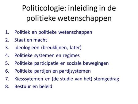 Politicologie: inleiding in de politieke wetenschappen