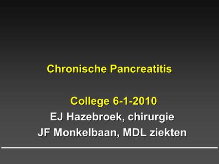 Chronische Pancreatitis