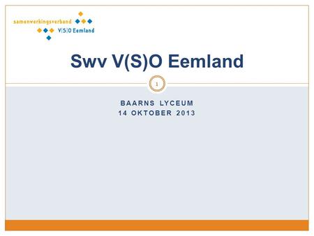 Swv V(S)O Eemland Baarns Lyceum 14 oktober 2013.