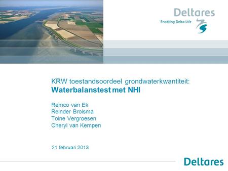 KRW toestandsoordeel grondwaterkwantiteit: Waterbalanstest met NHI