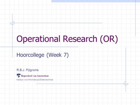 Operational Research (OR)