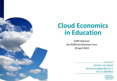 Cloud Economics in Education