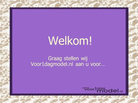 Welkom! Graag stellen wij Voor1dagmodel.nl aan u voor…