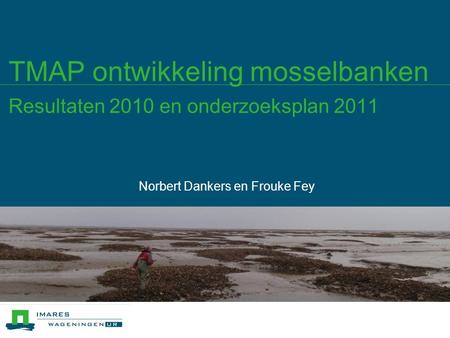 TMAP ontwikkeling mosselbanken Resultaten 2010 en onderzoeksplan 2011 Norbert Dankers en Frouke Fey.