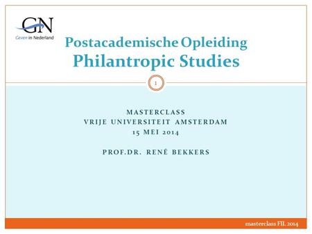 Postacademische Opleiding Philantropic Studies