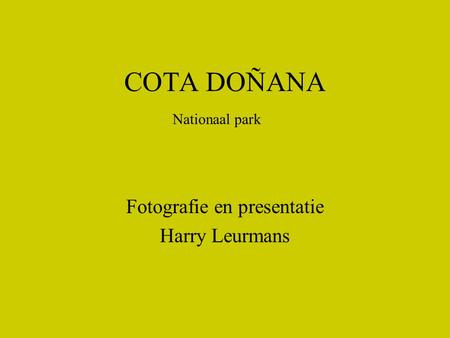 COTA DOÑANA Fotografie en presentatie Harry Leurmans Nationaal park.
