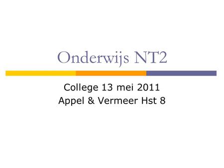 College 13 mei 2011 Appel & Vermeer Hst 8