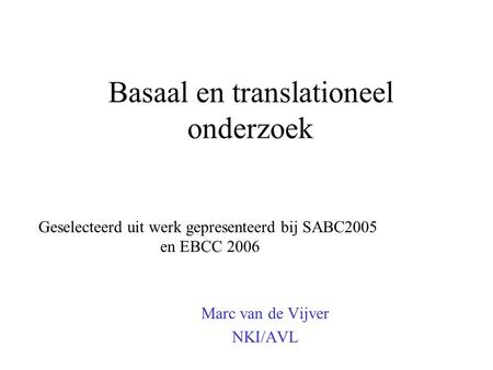 Basaal en translationeel onderzoek