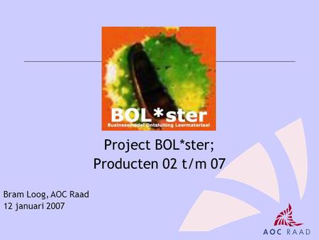Project BOL*ster; Producten 02 t/m 07