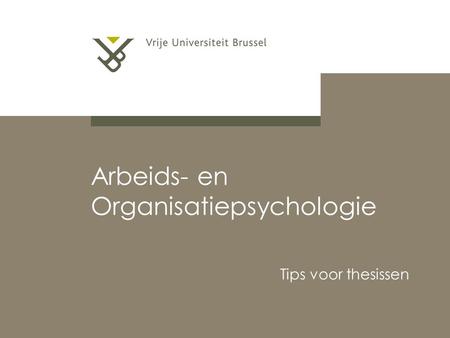 Arbeids- en Organisatiepsychologie