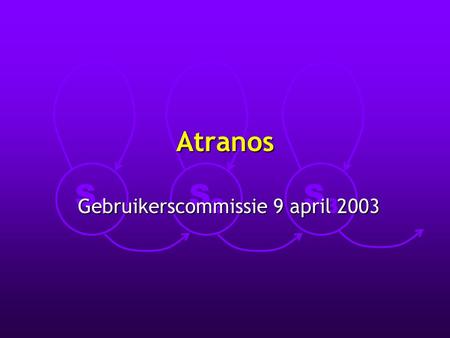 S1S1 S2S2 S3S3 Atranos Gebruikerscommissie 9 april 2003.