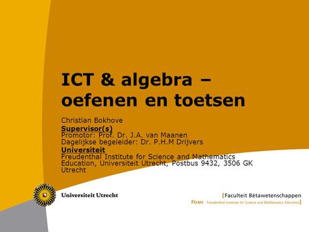 ICT & algebra – oefenen en toetsen