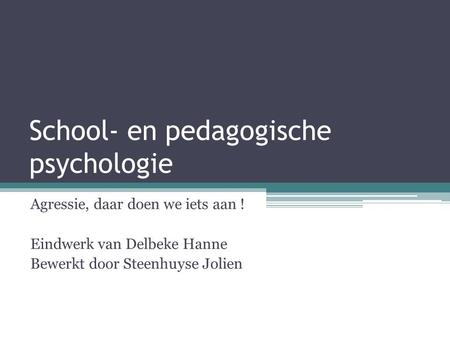 School- en pedagogische psychologie