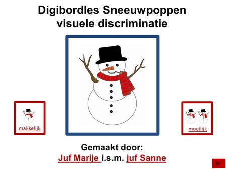 Digibordles Sneeuwpoppen visuele discriminatie