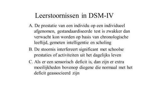 Leerstoornissen in DSM-IV