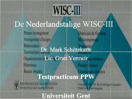 De Nederlandstalige WISC-III