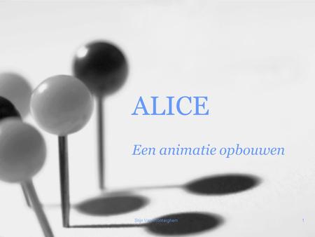 Stijn Van Wonterghem1 ALICE Een animatie opbouwen.