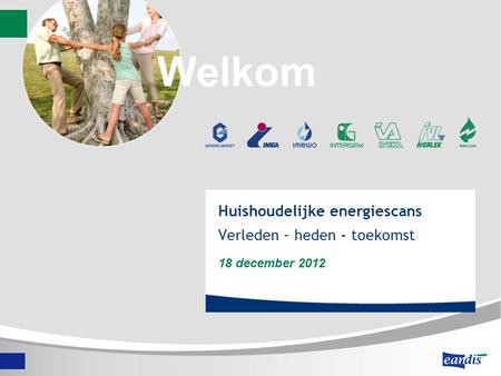 Huishoudelijke energiescans Verleden – heden - toekomst 18 december 2012 Welkom.