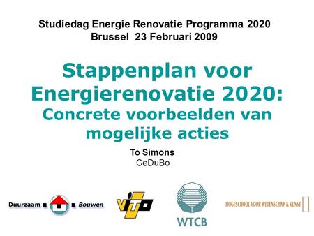 Studiedag Energie Renovatie Programma 2020
