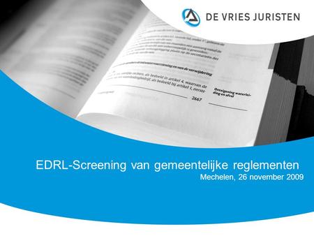 EDRL-Screening van gemeentelijke reglementen Mechelen, 26 november 2009.