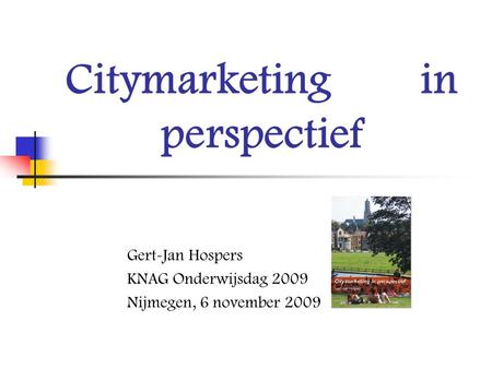 Citymarketing in perspectief