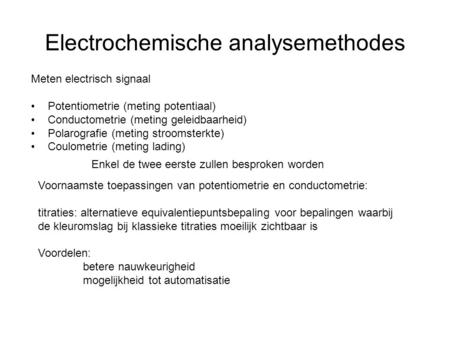 Electrochemische analysemethodes