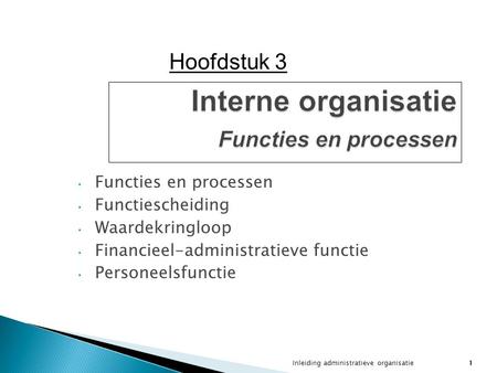 Interne organisatie Functies en processen