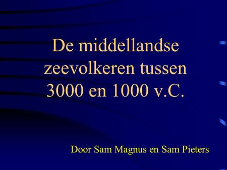 De middellandse zeevolkeren tussen 3000 en 1000 v.C.