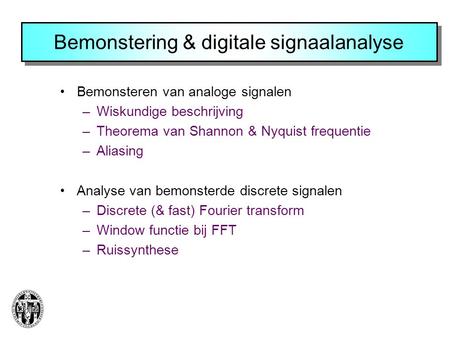 Bemonstering & digitale signaalanalyse