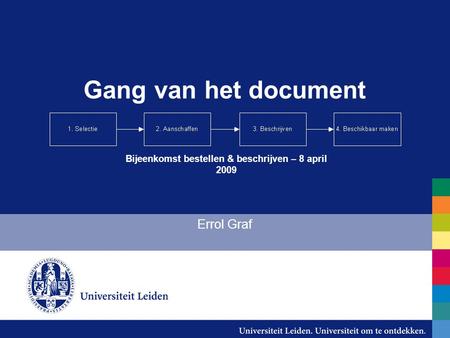 Gang van het document Errol Graf Bijeenkomst bestellen & beschrijven – 8 april 2009.