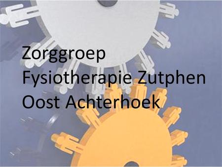 Zorggroep Fysiotherapie Zutphen Oost Achterhoek. De stand van zaken, hoe staat het ervoor? Zorgstandaard Integrale bekostiging Ketenzorgorganisatie Monodisciplinaire.