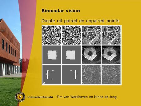 Binocular vision Tim van Werkhoven en Minne de Jong Diepte uit paired en unpaired points.