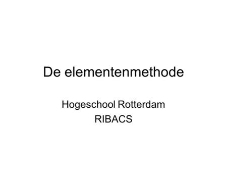 Hogeschool Rotterdam RIBACS