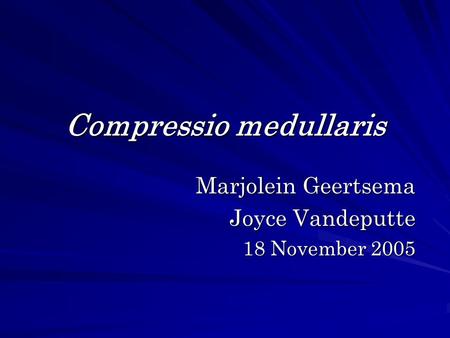 Compressio medullaris